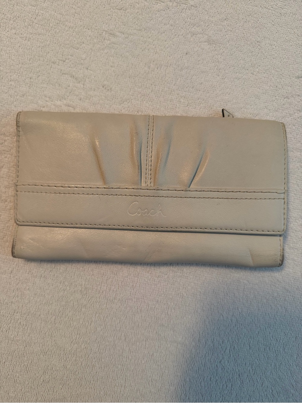 Coach Cream Leather Fold-Over Wallet